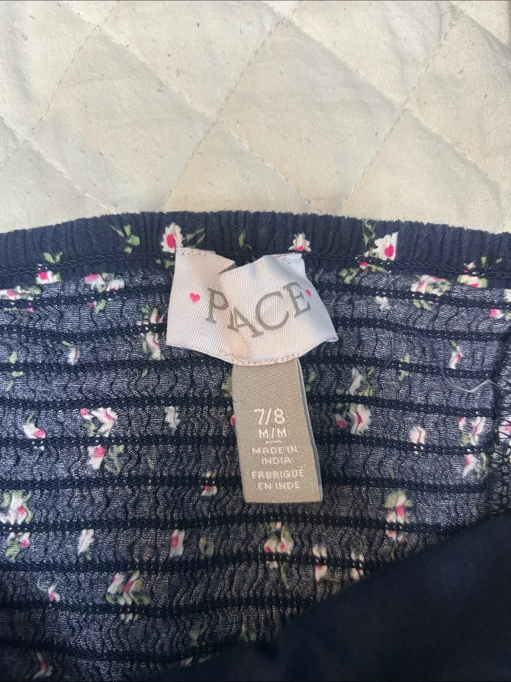 The Children's Place Navy Floral Puff-Sleeve Dress with Pink Accents